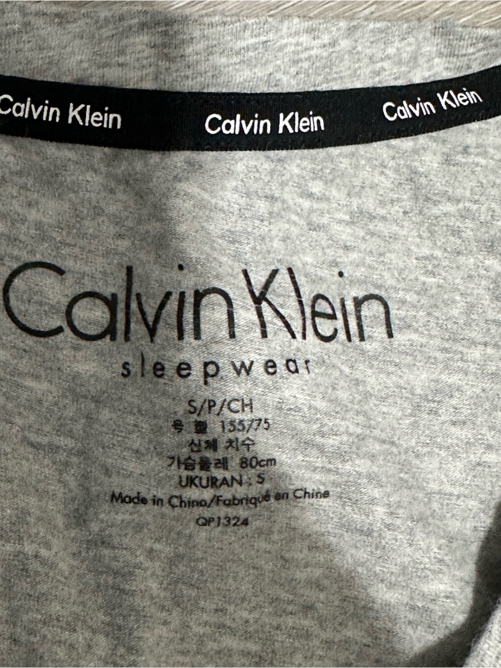 Calvin Klein Grey Tee, Black Bralette & Black Logo Pajama Pants Set - Picture 3 of 5